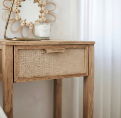 Mesa De Luz Madera Alamo Macizo Teñido En Color Petiribí