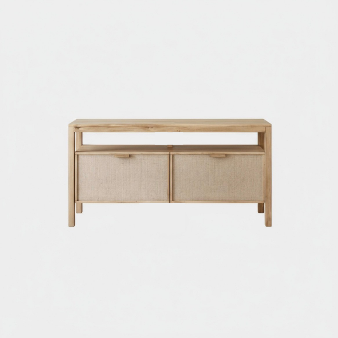 Mueble Rack para TV en Madera Álamo Macizo Fibra Natural