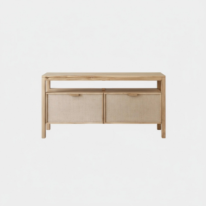 Mueble Rack para TV en Madera Álamo Macizo Fibra Natural