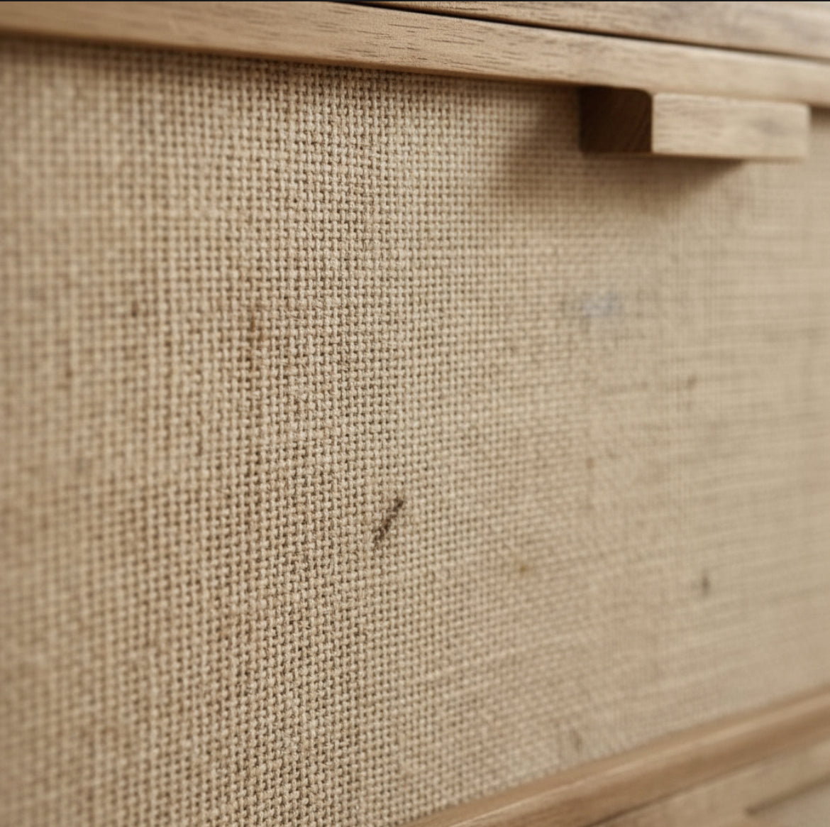 Comoda Aparador De Madera Y Fibras Naturales 6 Cajones