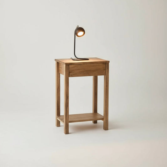 Mesa De Luz Madera Minimal Con Cajon Teñido Color Petiribi