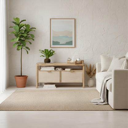 Mueble Rack para TV en Madera Álamo Macizo Fibra Natural