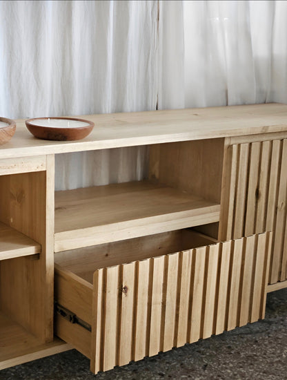 Mueble Tv Rack De Madera Varillado 2 Puertas Estante Y Cajon