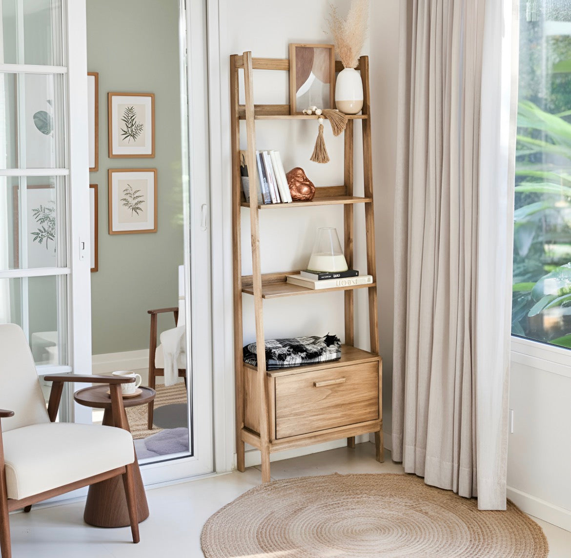 Biblioteca Estantería Nordica Escandinava 4 Niveles 1 Cajon