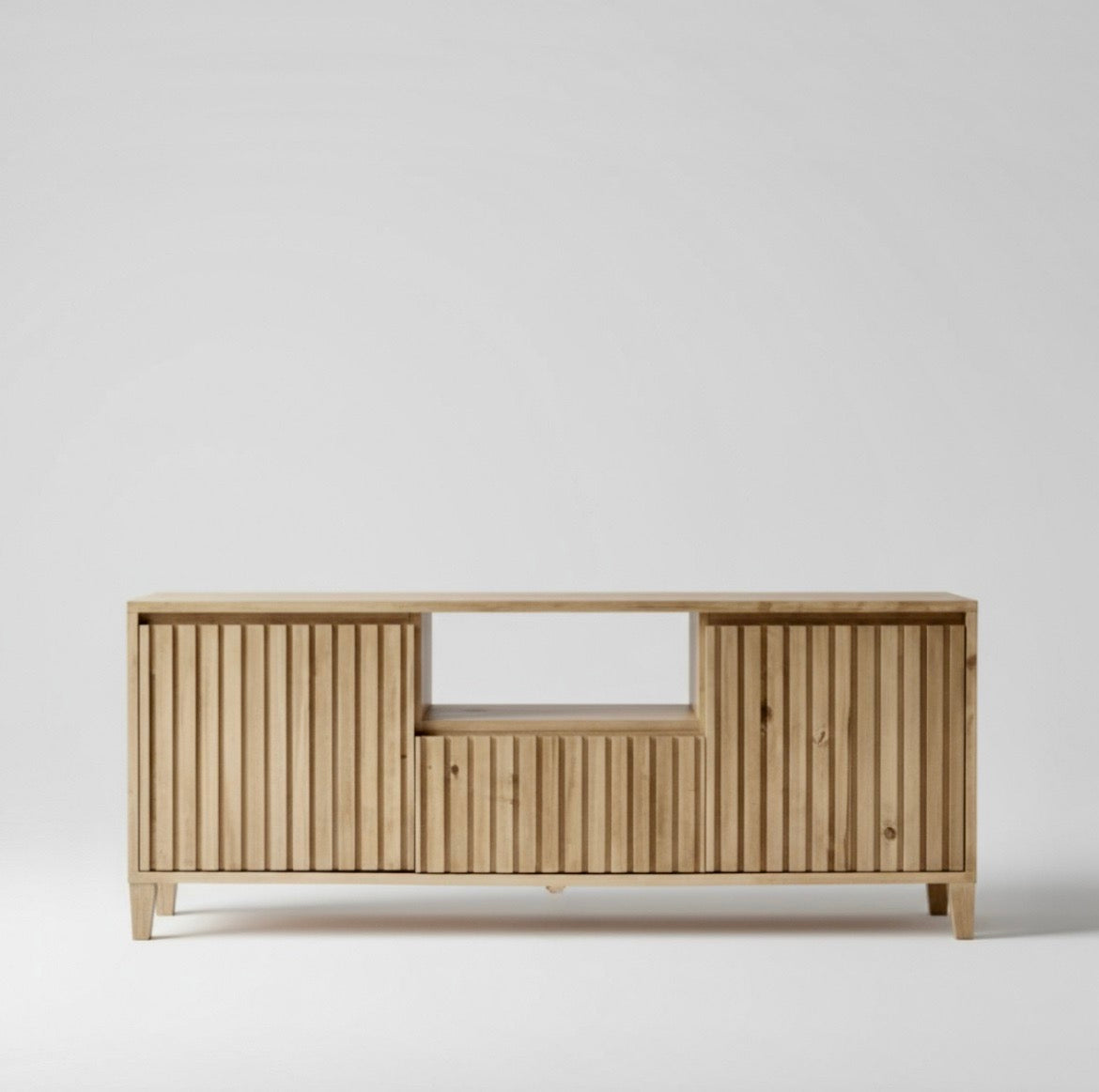 Mueble Tv Rack De Madera Varillado 2 Puertas Estante Y Cajon