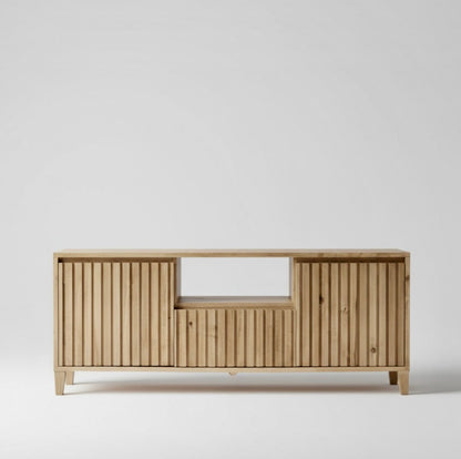 Mueble Tv Rack De Madera Varillado 2 Puertas Estante Y Cajon