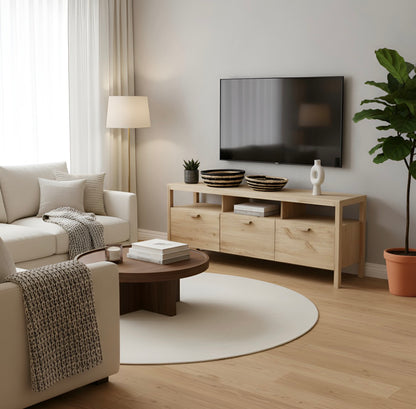 Rack Tv Mueble Nordico De Madera Maciza 2 y 3 Cajones