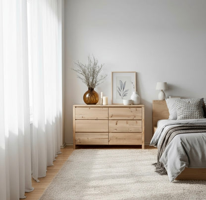 Comoda Cajonera Madera Alamo Macizo 6 Cajones Dormitorio