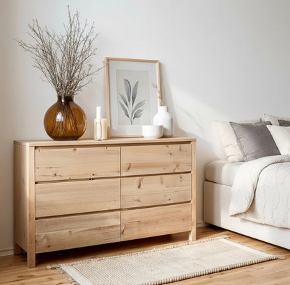 Comoda Cajonera Madera Alamo Macizo 6 Cajones Dormitorio