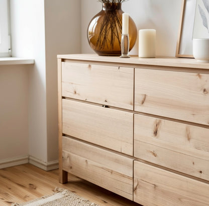 Comoda Cajonera Madera Alamo Macizo 6 Cajones Dormitorio