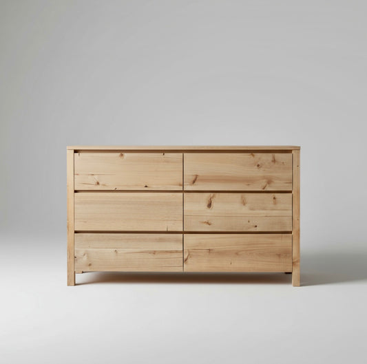 Comoda Cajonera Madera Alamo Macizo 6 Cajones Dormitorio