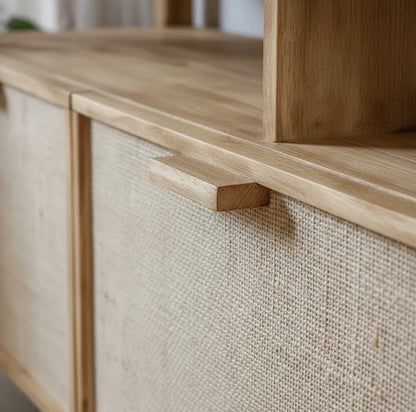 Mueble Rack para TV en Madera Álamo Macizo Fibra Natural