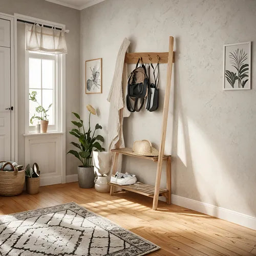 Recibidor Perchero Zapatero Madera Nordico Color Petiribi