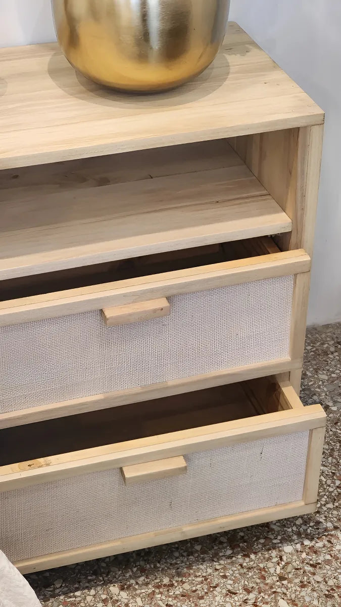 Mesa De Luz Madera Nordica Moderna Color Petiribi 2 Cajones