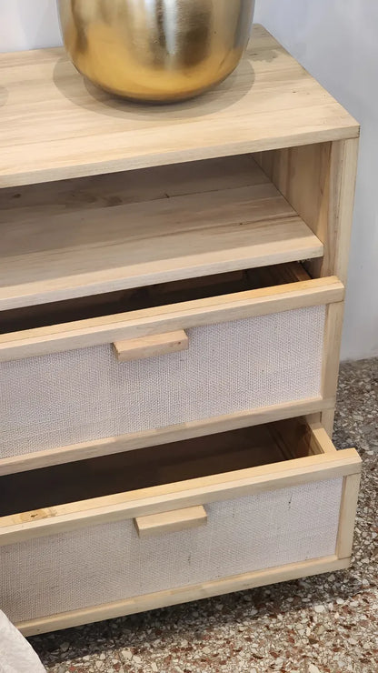 Mesa De Luz Madera Nordica Moderna Color Petiribi 2 Cajones