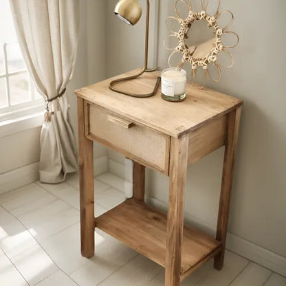 Mesa De Luz Madera Alamo Macizo Teñido En Color Petiribí