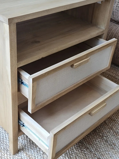 Mesa De Luz Madera Nordica Moderna Color Petiribi 2 Cajones