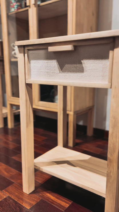 Mesa De Luz Madera Alamo Macizo Teñido En Color Petiribí