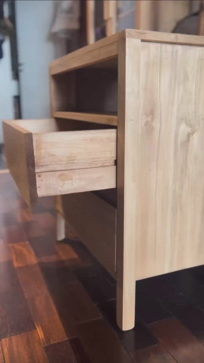 Mesa De Luz Mesita Alamo Macizo 2 Cajones 65x60x35 Nordico