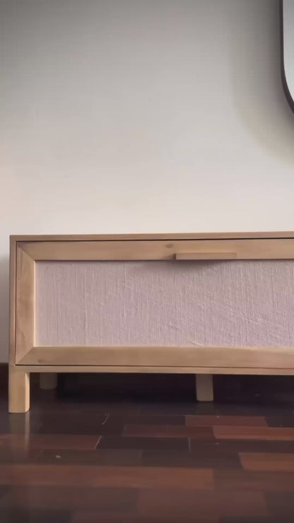 Zapatero Pie De Cama Madera Maciza Y Fibras Naturales