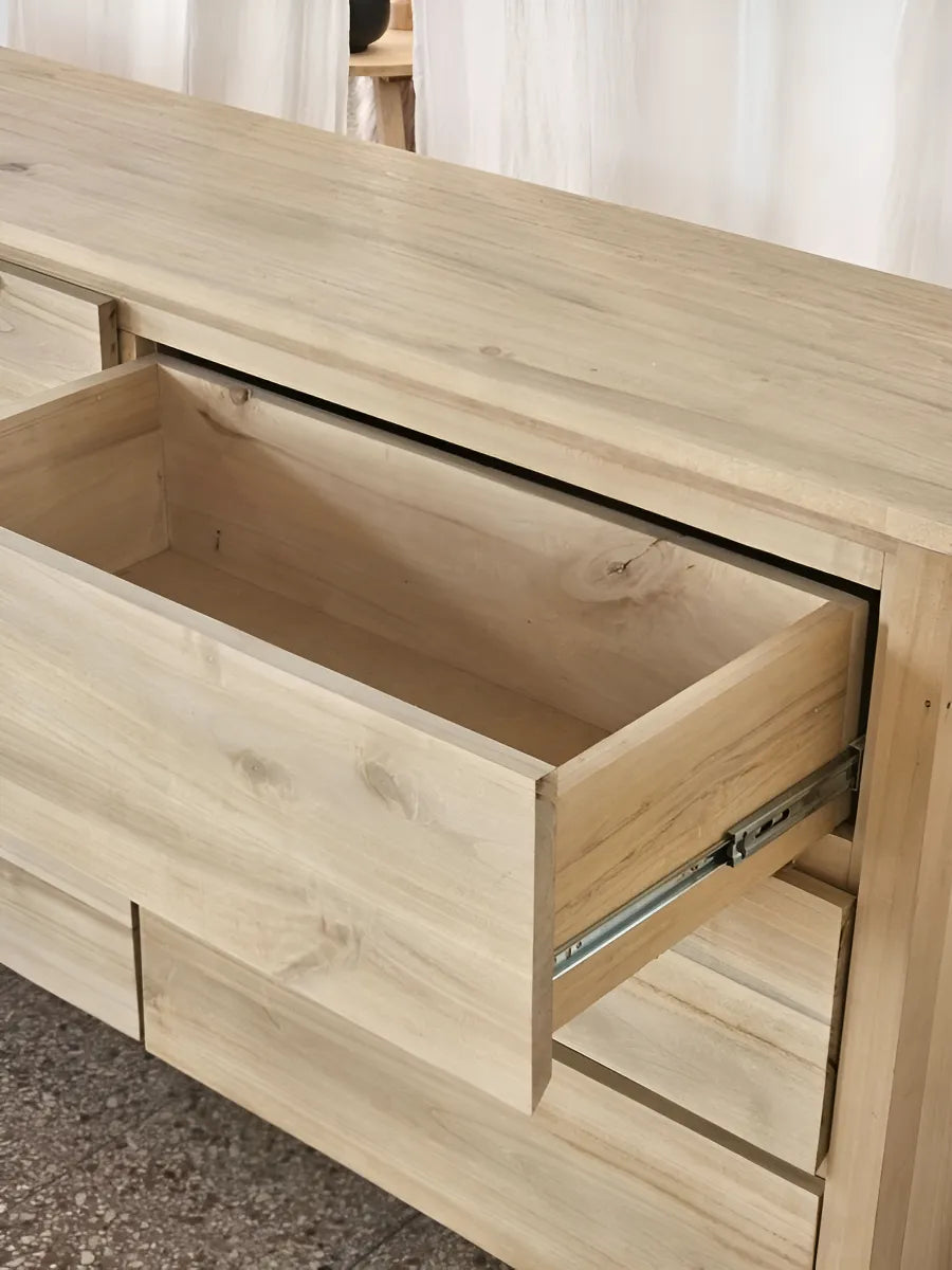 Comoda Cajonera Madera Alamo Macizo 6 Cajones Dormitorio