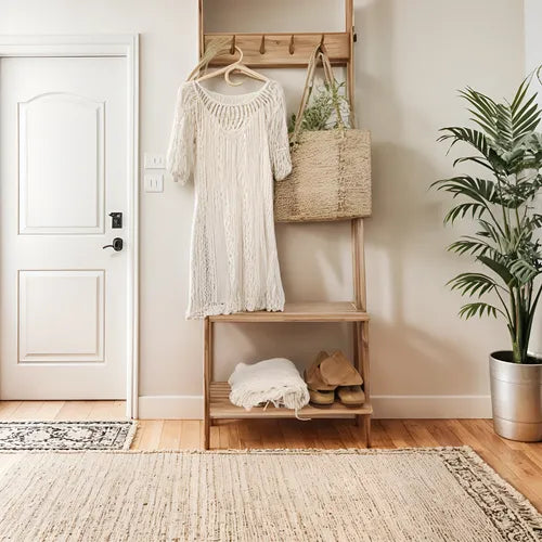 Recibidor Perchero Zapatero Madera Nordico Color Petiribi